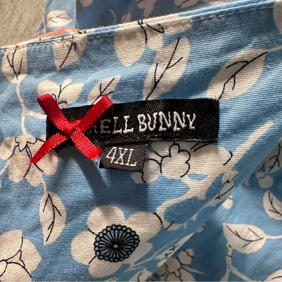 Hell Bunny Blue Floral 50s Retro Swing Dress 4XL Pockets Rockabilly Pinup Swing - Picture 5 of 14